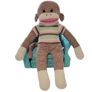 18” Sock Monkey Plush Classic Stuffed Animal in cute sweater